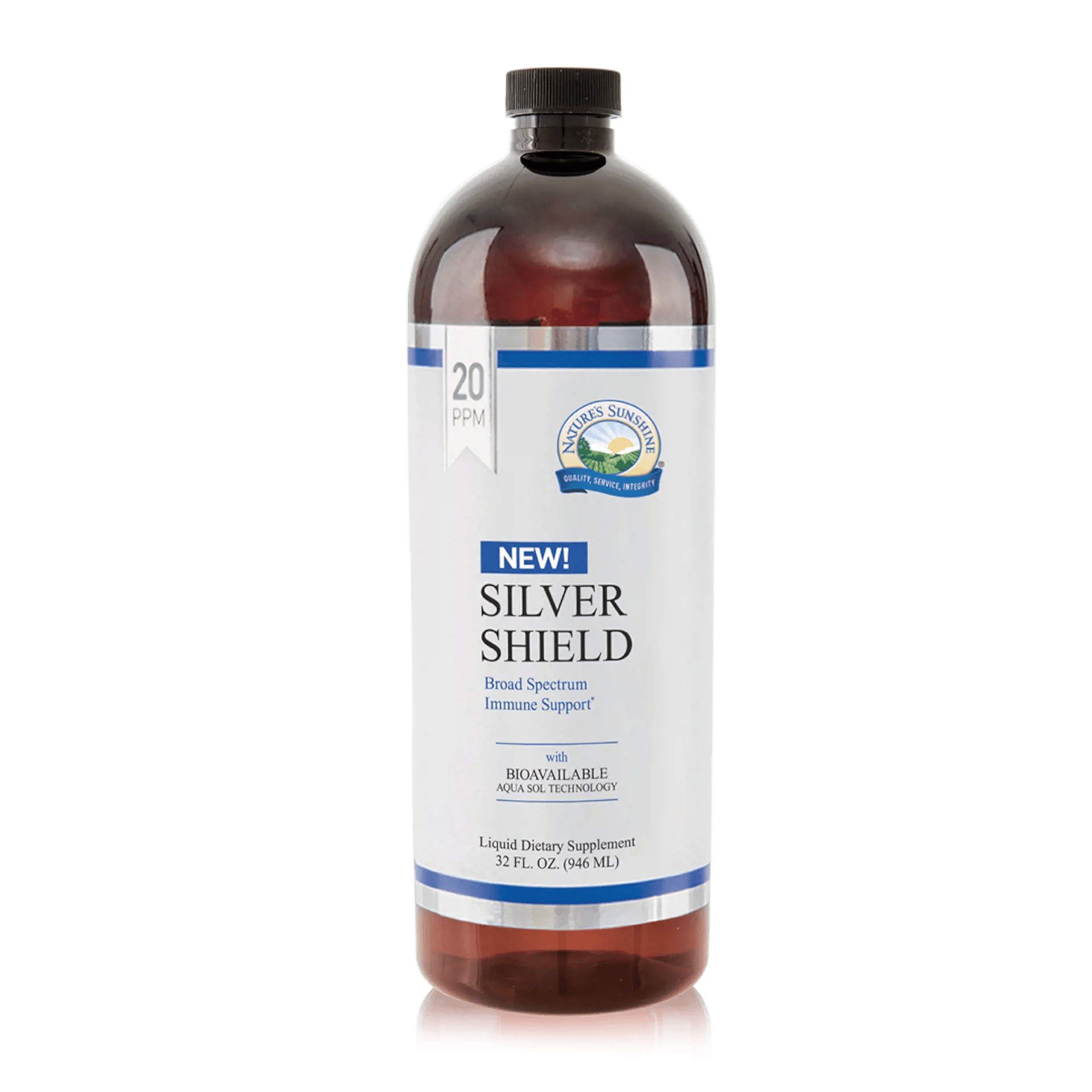 Silver Shield w/AquaSol liquid supplement bottle